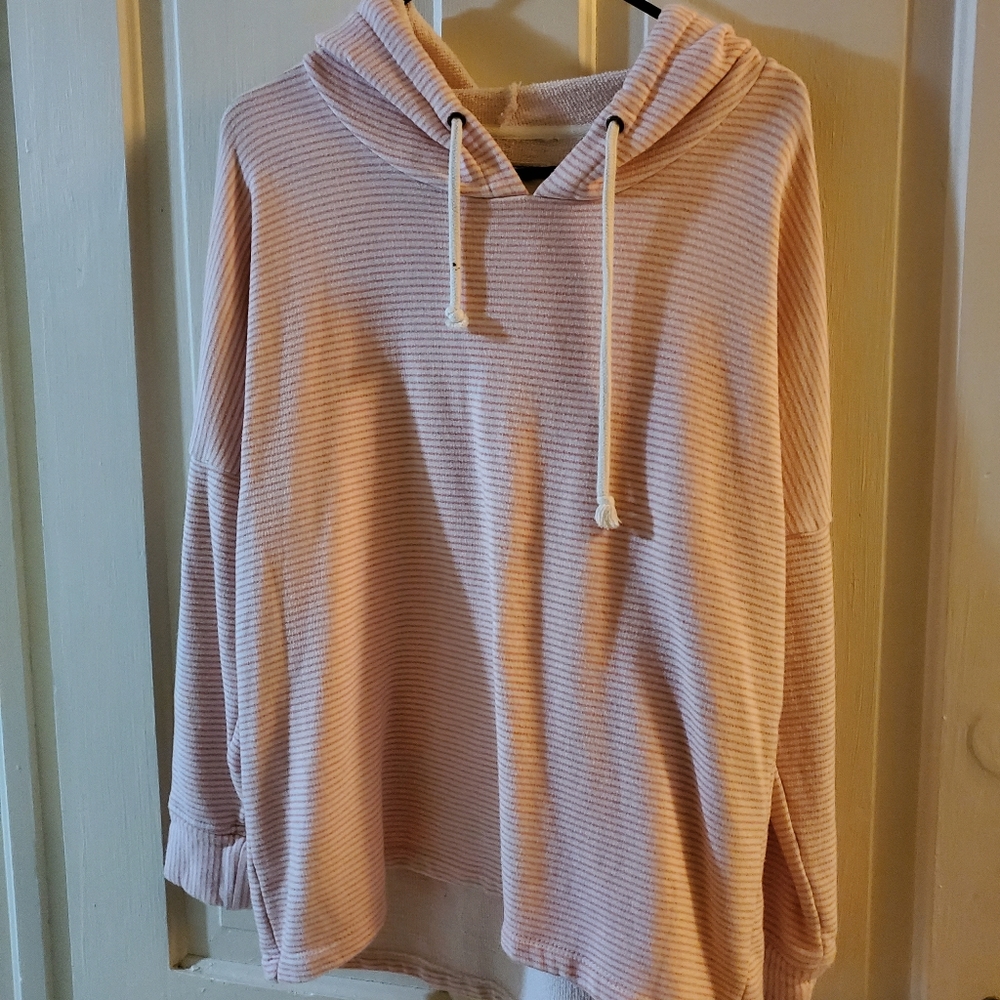 Pink striped hoodie